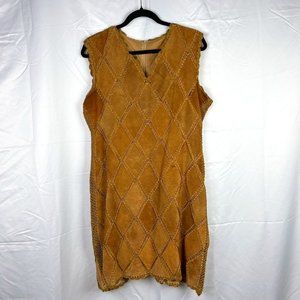 Vintage 100% Leather Suede Patchwork Dress by Rem Garson